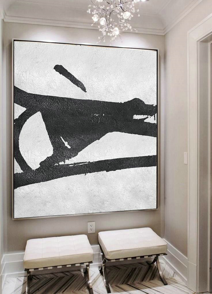 Original Artwork Extra Large Abstract Painting,Oversized Minimal Black And White Painting - Modern Canvas Art